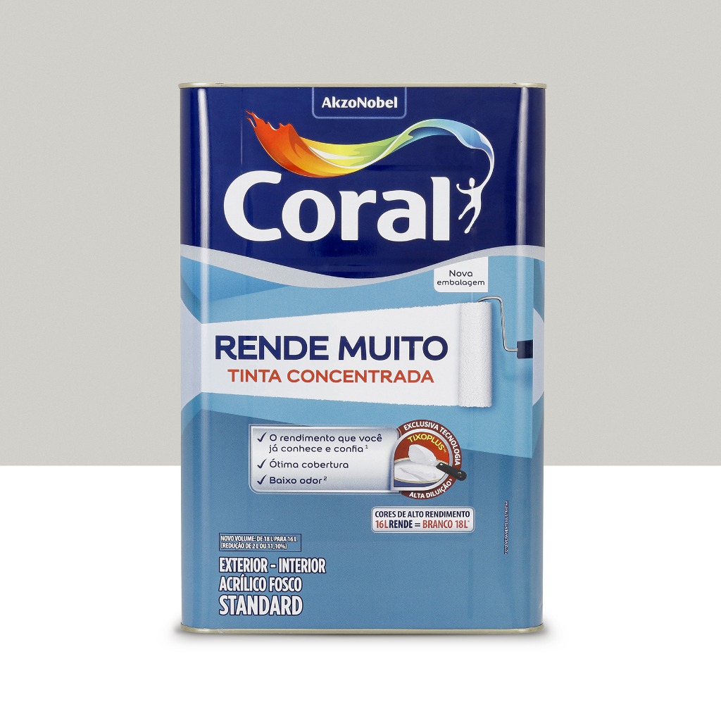 Tinta Acrílica Coral Rende Muito Fosca 16L – Crômio — FortTintas em Campo Grande MS